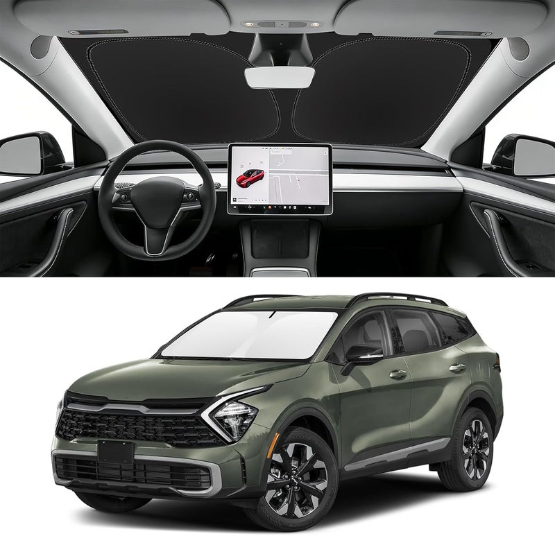 SLOGENTO Custom Fit Windshield Sun Shade for Kia Sportage 2023-2026, Blocks UV & Heat, Front Window Sunshade, Easy Fold & Store - Image 1